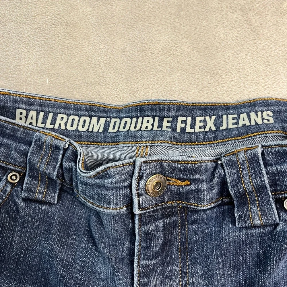 Duluth Trading Ballroom Double Flex Jeans Mens 38x34* Standard Fit Dark Wash EUC